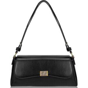 Vintage Small Black Shoulder Bag for Women Zipper Closure and Classic Design